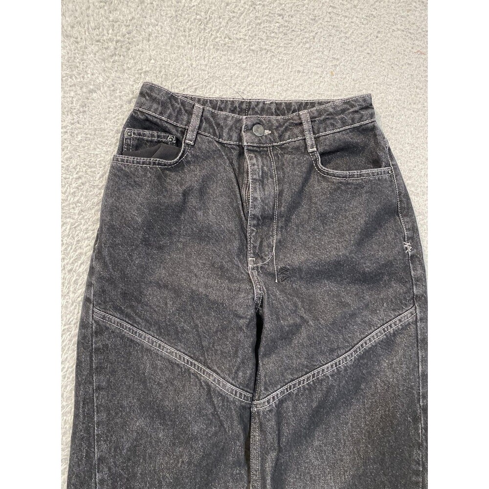 Ksubi Jeans Womens 24 Black Charcoal High Rise Wide Leg 100% Cotton Denim Turkey - Picture 2 of 16